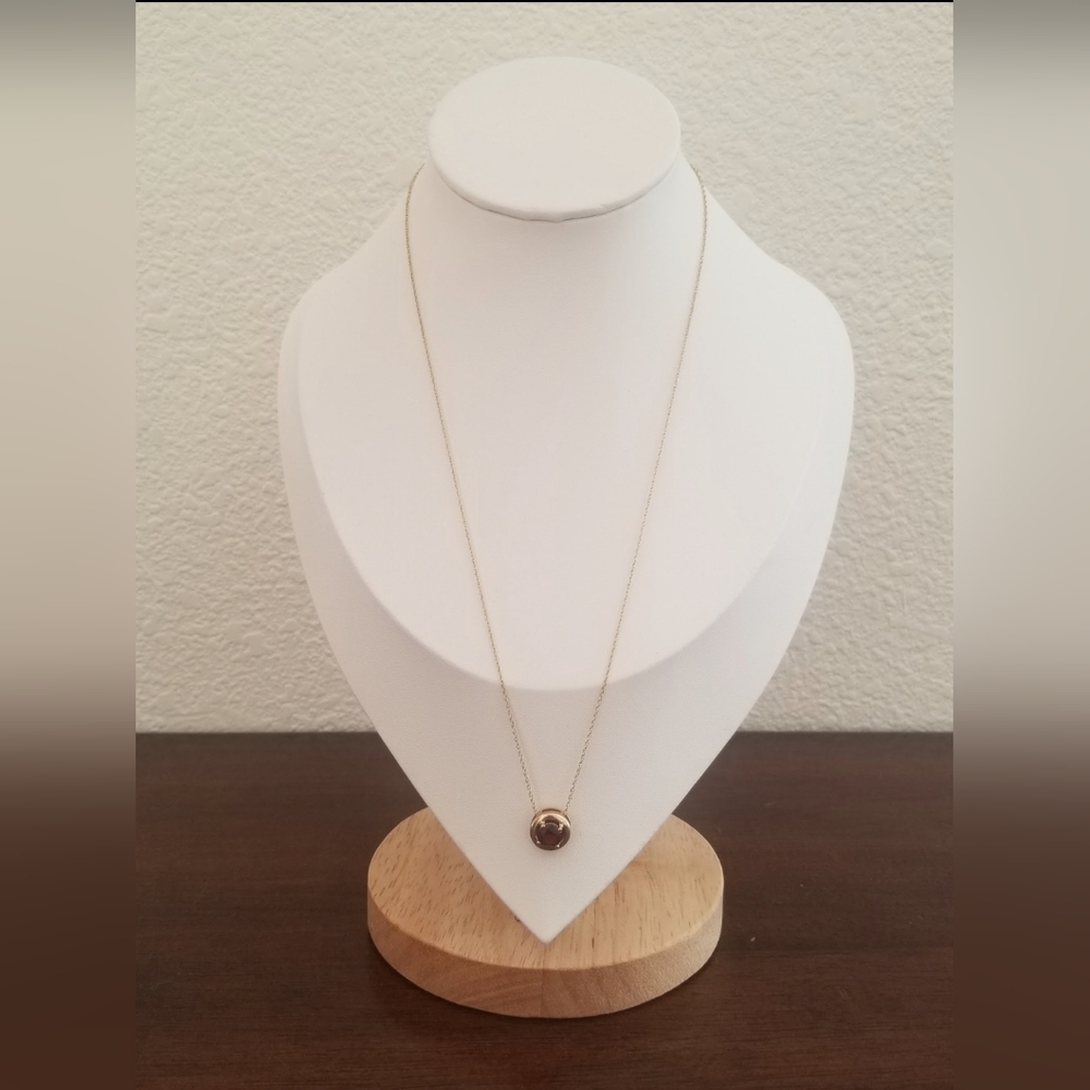10K Gold Garnet Pendant Necklace - Picture 9 of 12